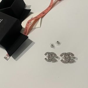 CHANEL Silver Stud Earrings authentic